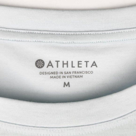 Athleta Ice Blue Soft Essence Handkerchief Hem Short Sleeve Tee sz M - Picture 4 of 7